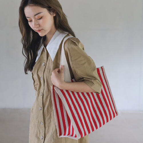 Carefully selected new handbags, striped canvas bags, large-capacity handbags, supermarket shopping bags, book storage bags, drop shipping