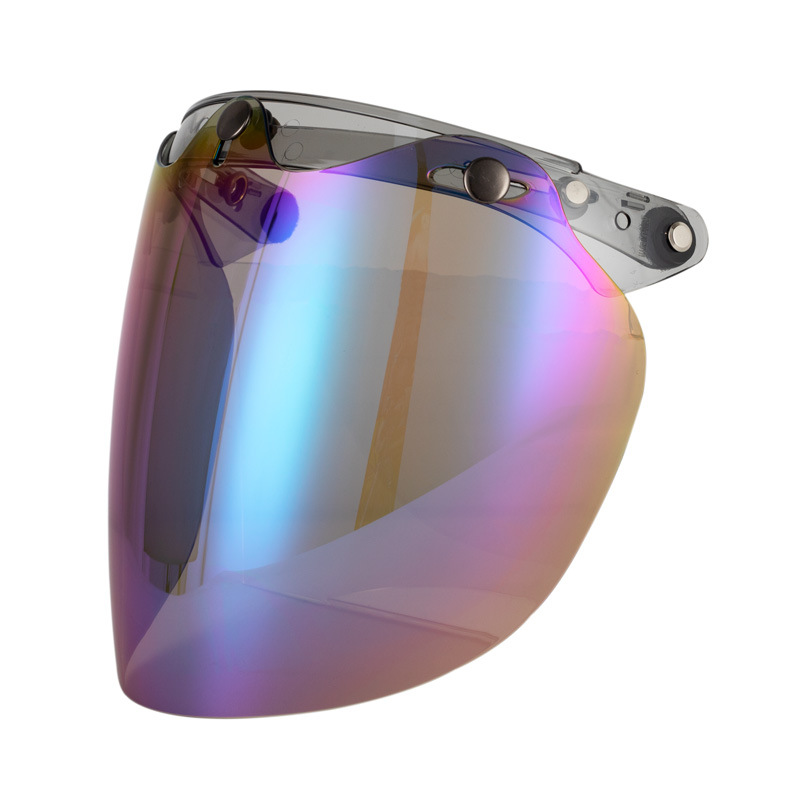 Casco de la motocicleta del coche eléctrico medio casco de tres botones lente a prueba de viento Harley casco retro cara burbuja lente