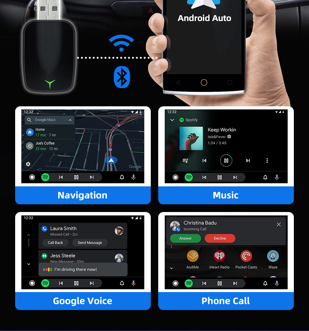 Cross-Border Car Wireless Carplay Box Portable Android Autocarplay Module Car-Machine Connectivity Smart Box