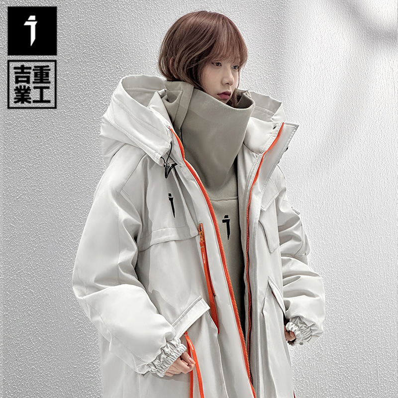 Jiye industria pesada 2023 Invierno nueva chaqueta multi-Bolsillo chaqueta acolchada de algodón para hombres y mujeres chaqueta acolchada de algodón con capucha engrosada informal suelta