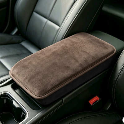 Thickened Arm Pad, Car – Armrest box - brown-color-thick-plush-style