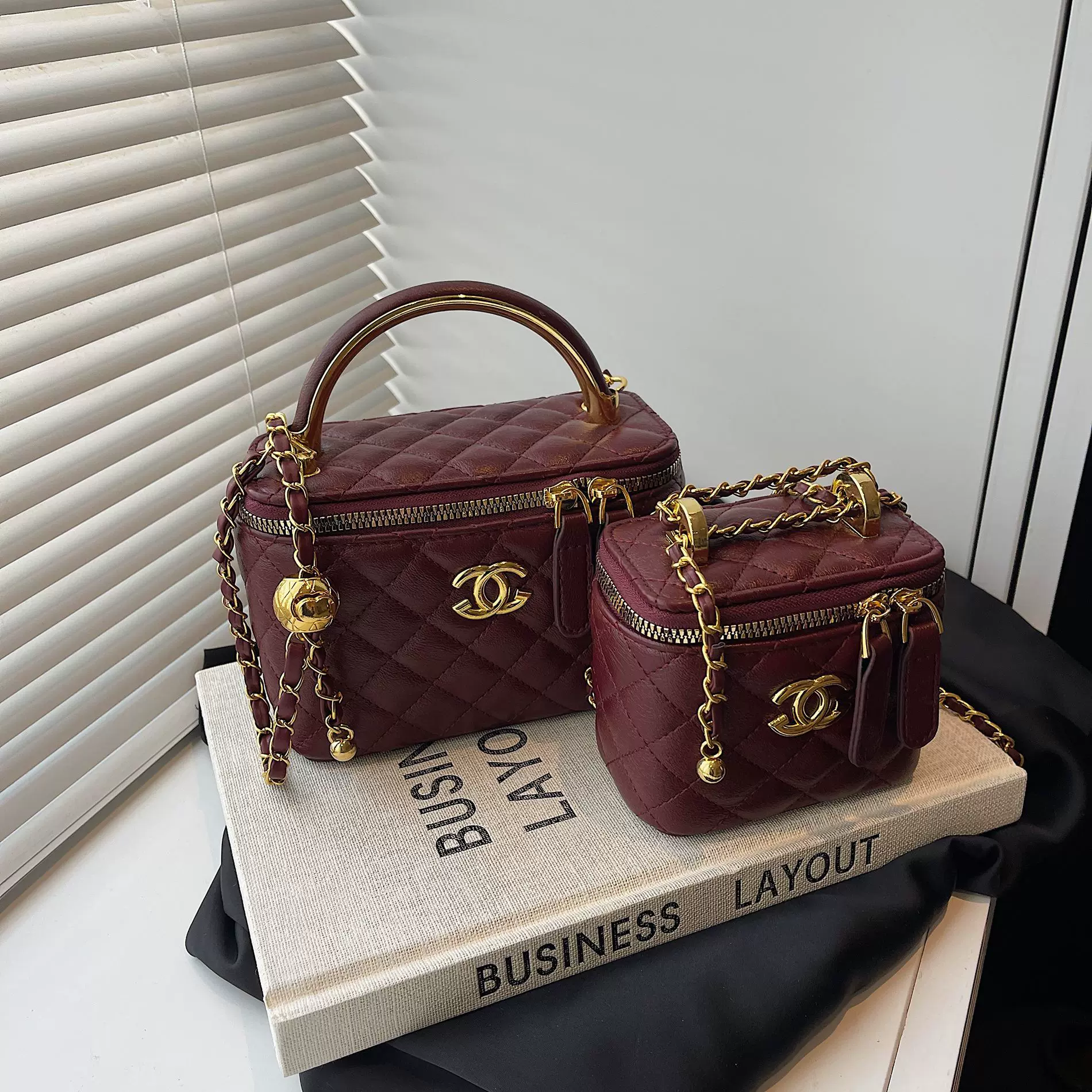 跨境潮流小方包bags百搭质感链条手提包时尚小香风菱格单肩斜挎包