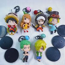 6款海贼王手办公仔 路飞 索隆 山治 萨博 娜美 Q版钥匙圈挂件装饰