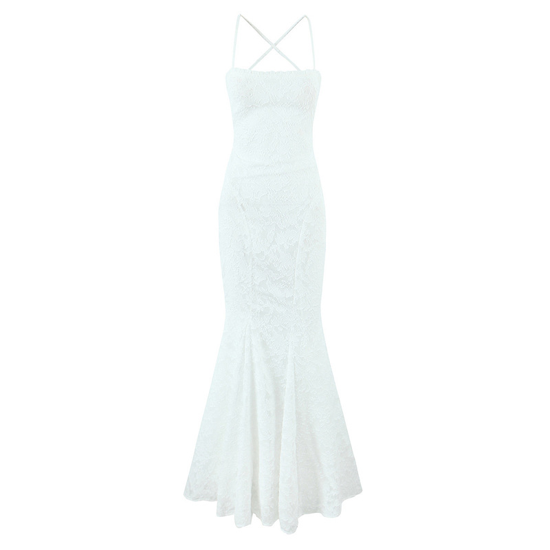 2025 Spring Fashion Women's Waistband White Elegant Extra Long Fishtail Dress 2025 Spring Fashion Women's Waistband White Elegant Extra Long Fishtail Dress