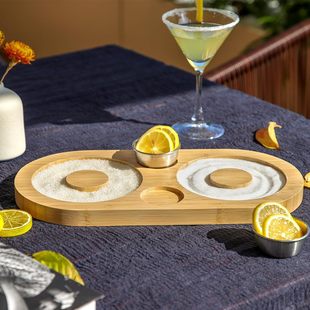 Cross-border Wooden Spice Container Salt Edge Box Dipper Sugar Tray Bartender Tool Salt Cup Cocktail Bartender Aid