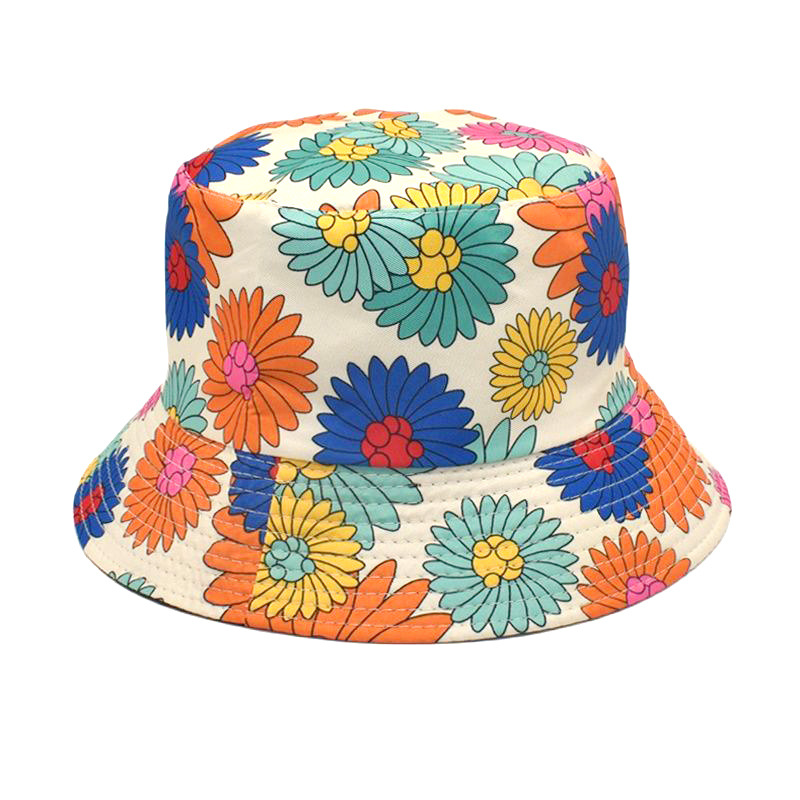 Frau Mode Blume Drucken Breite Traufen Bucket Hat display picture 8