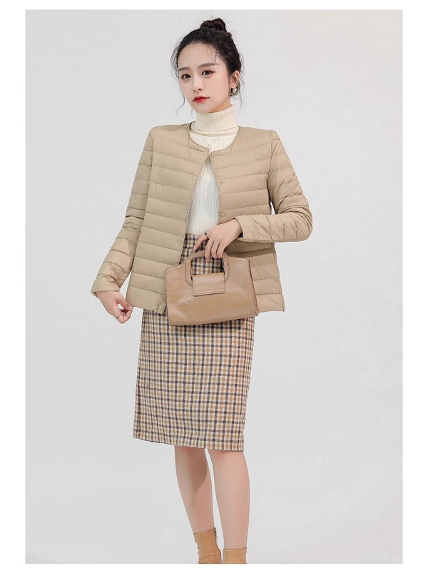轻薄羽绒服女短款2025年秋冬新款超轻便纯色圆领轻型保暖薄款外套|undefined