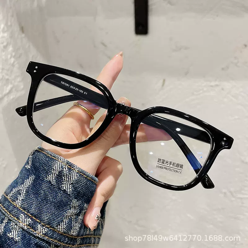 严选TR90复古方形黑框近视眼镜女小红书网红同款防蓝光装饰镜批发