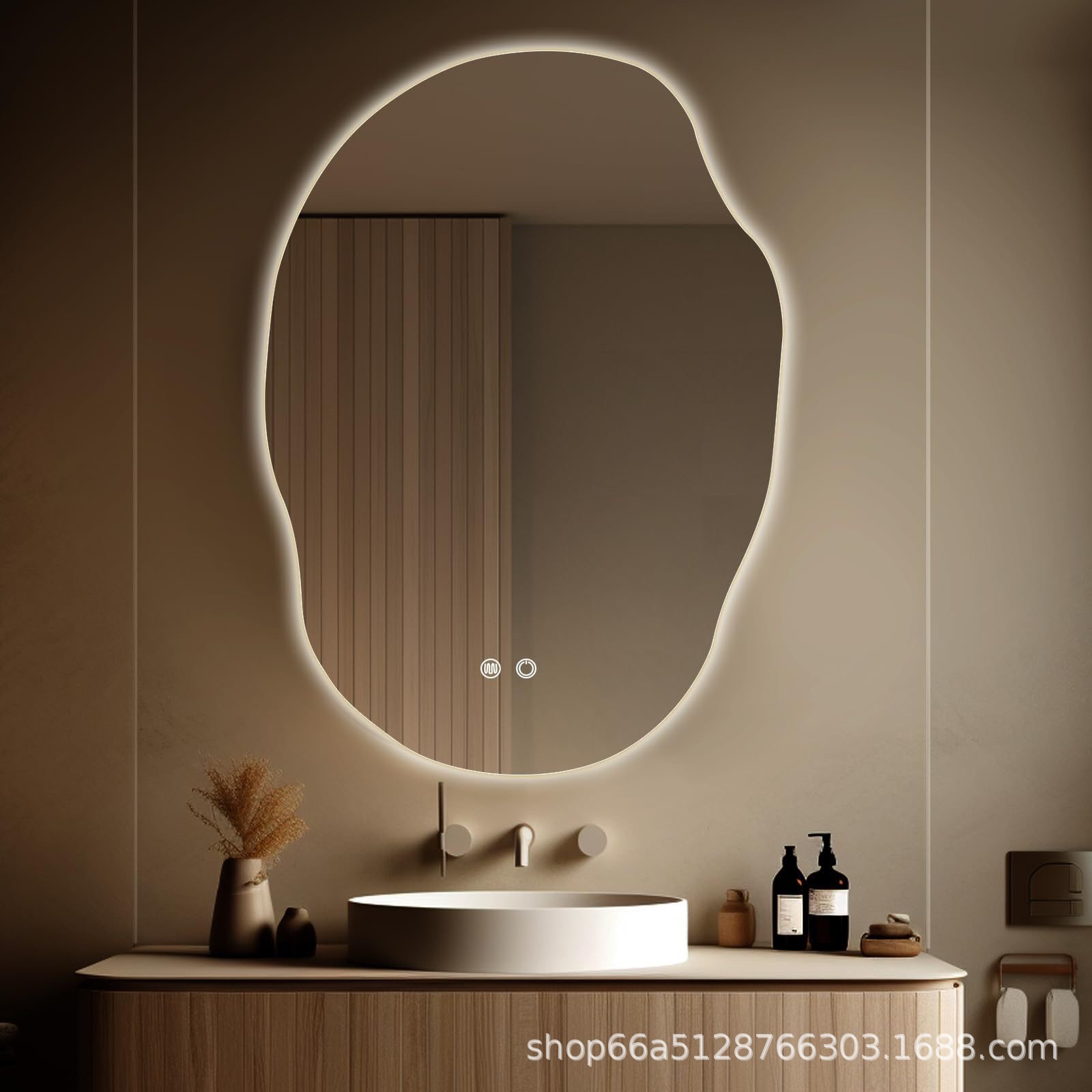 Espejo de maquillaje LED inteligente de patata tipo pared de lujo ligero espejo de tocador espejo de baño dormitorio de alta gama con espejo de lámpara