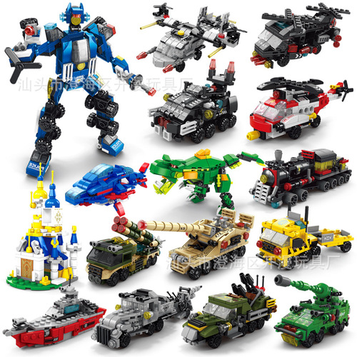 Children's toys compatible with Lego small box blocks rocket military intelligence assembly gifts for boys six one little gift