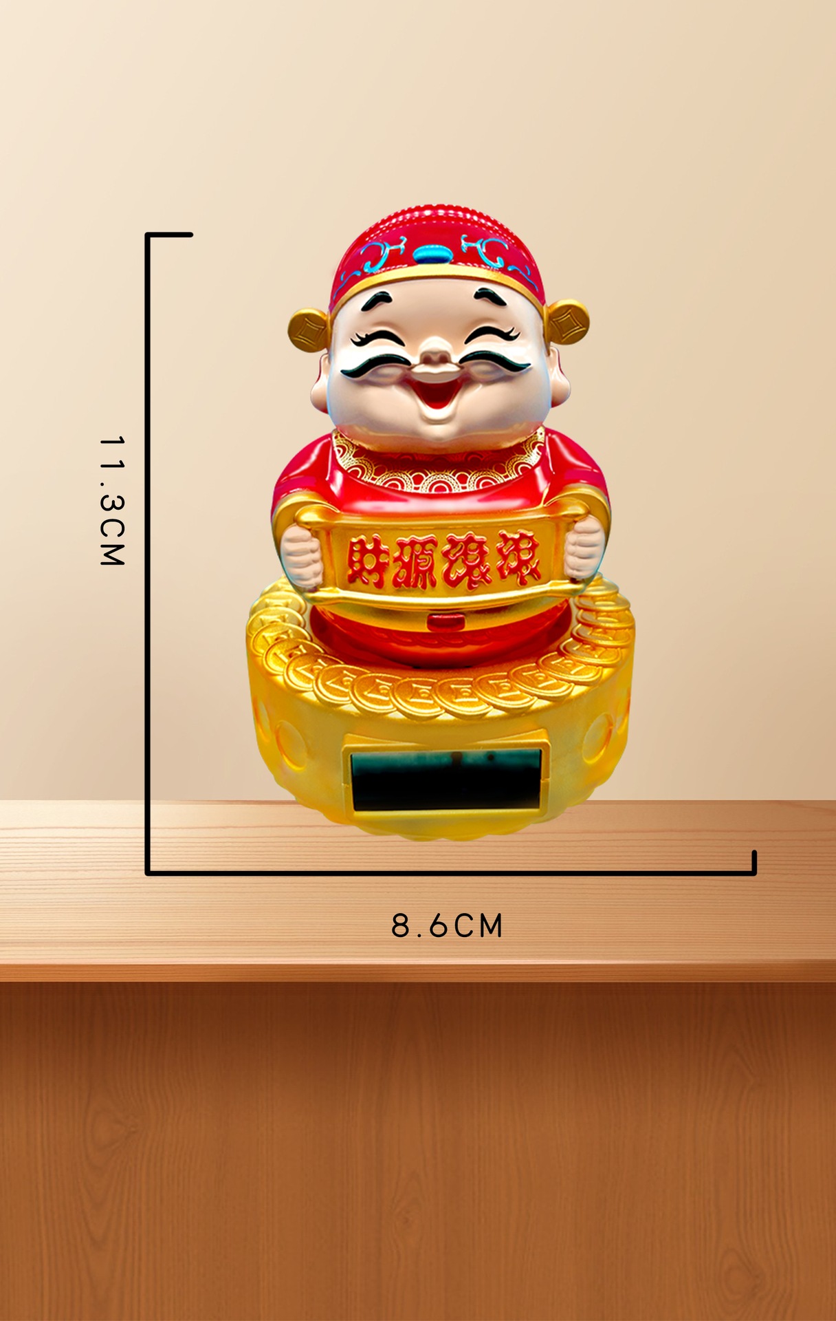 Solar-Powered Large Swinging God of Wealth and Guanyin Car Ornament Interior Craft Vehicle-Mounted Figurine with Luminous Feature