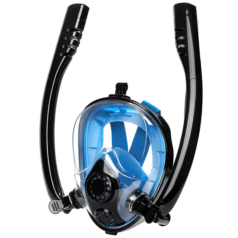 Cross-Border Hot-Selling Double-Tube Anti-Choking Fully Dry Diving Mask Full-Face Respirator for Adults with Camera Equipment