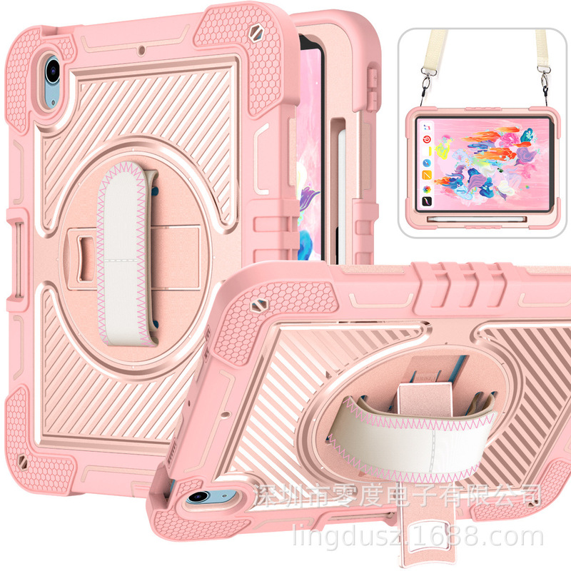 For Apple Samsung ipad10.2 protective case with shoulder strap rotating bracket flat protective case taba7