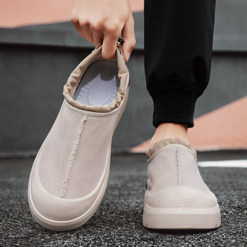 Zapatos de hombre de comercio exterior 2025 zapatos casuales de malla voladora transpirables de verano zapatos de lona perezosos de suela gruesa