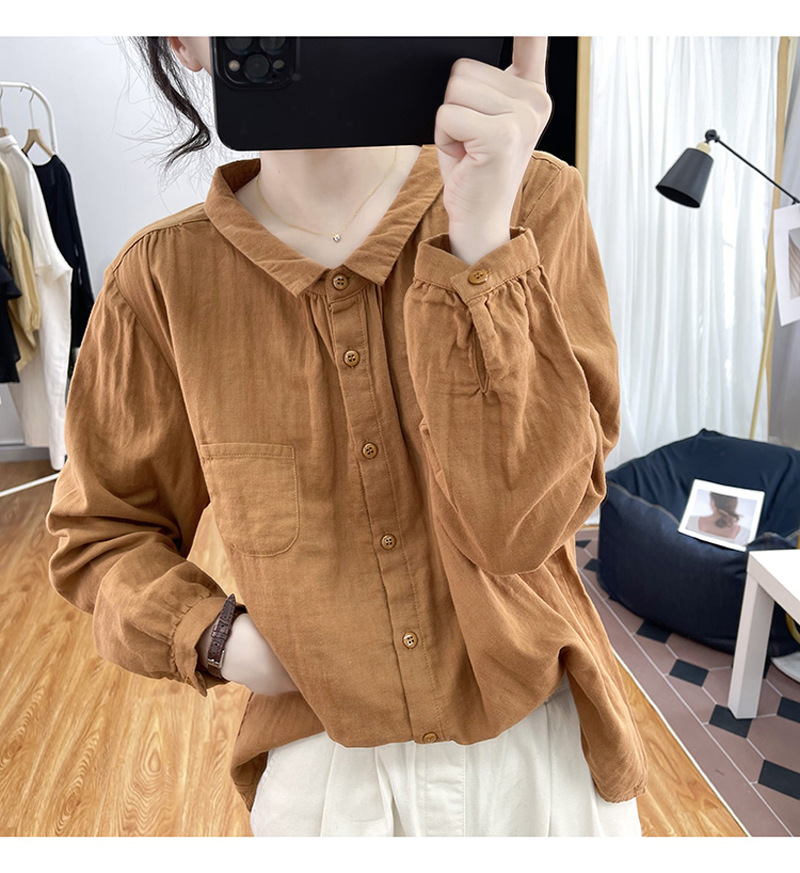 秋季新款韩国纯棉长袖衬衫女式宽松减龄显瘦上衣通勤95%以上开衫详情14
