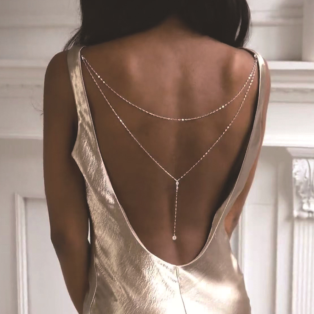 Europa y los Estados Unidos nuevo temperamento colgante de diamante cadena de cuerpo accesorios de vestido de novia personalidad de moda cadena de espalda