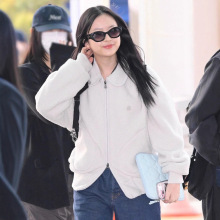 生C Hanni同款娃娃领羊羔毛翻领夹克女2025秋韩系宽松外套coyse*o
