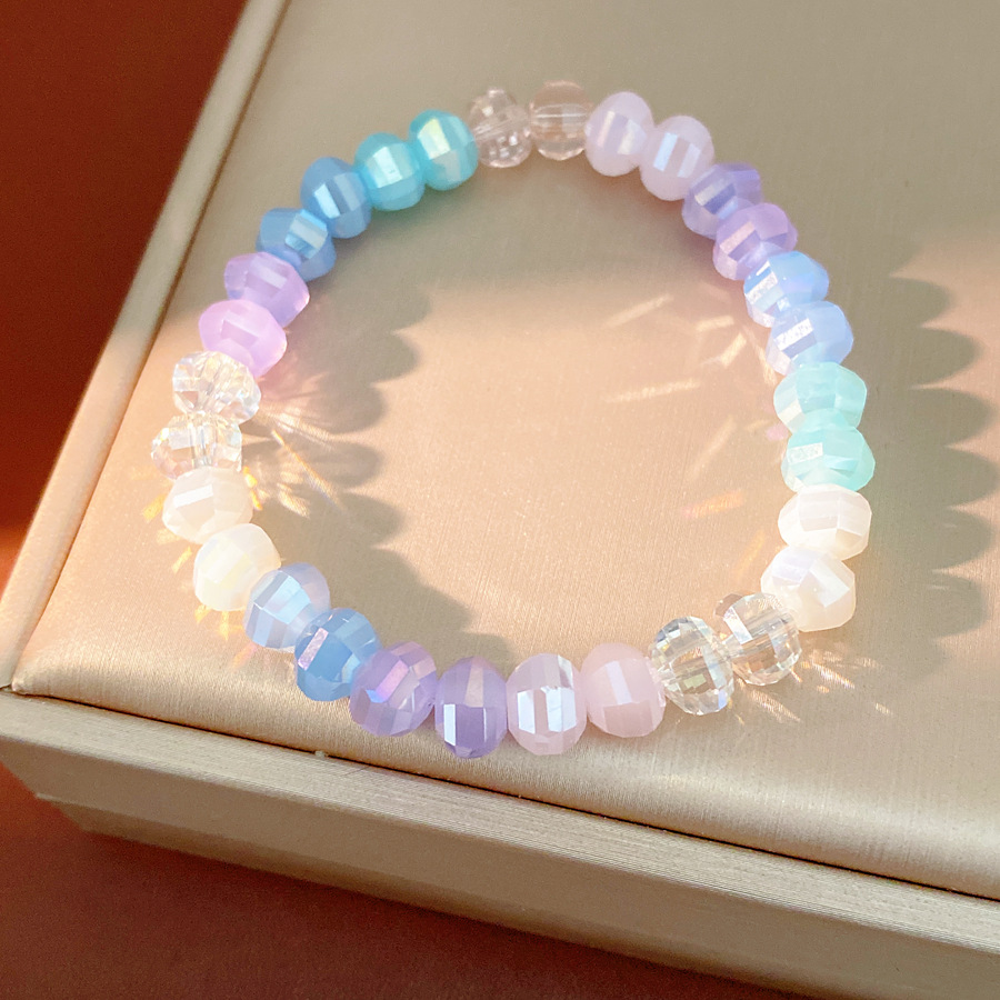 Cuentas de vidrio geométricas redondas pulseras de alta elasticidad ligeras de lujo pulseras de nicho pequeñas joyas de moda temperamento fresco al por mayor image 7