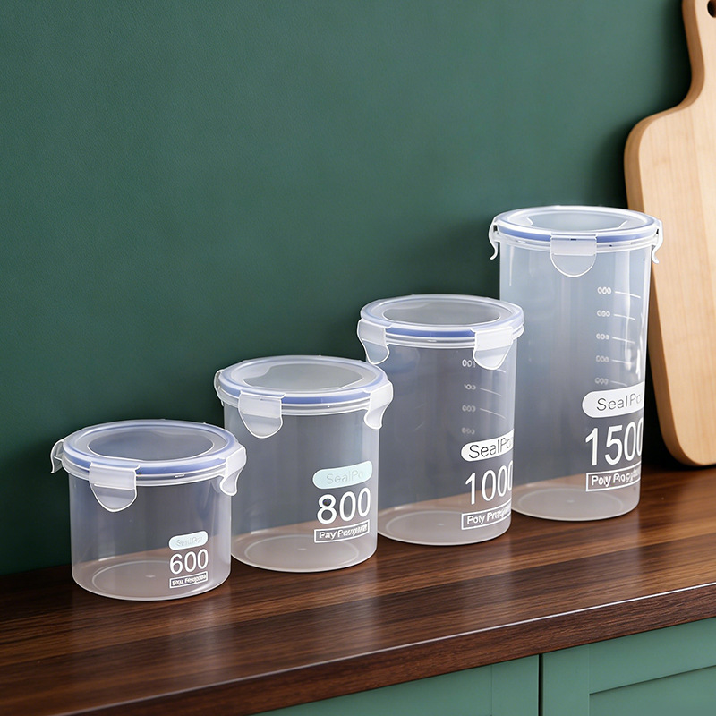 Cross-Border Transparent Plastic Food Sealed Jars Kitchen Grain Storage Jars Dry Goods Moisture-Proof Storage Fresh-Keeping Boxes