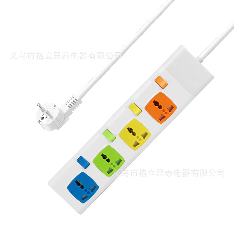 新款跨境万能孔插座16A接线板万能排插拖线板外贸插座