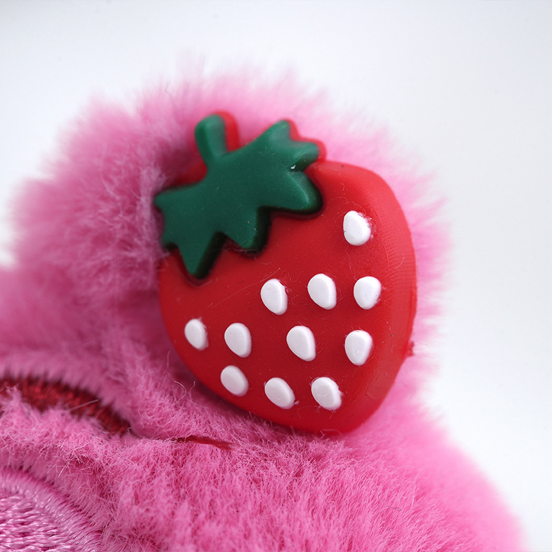 Cute Crouching Strawberry Bear Plush Pendant Pink Little Bear Doll Doll Doll Bag Pendant Keychain Wholesale Toys