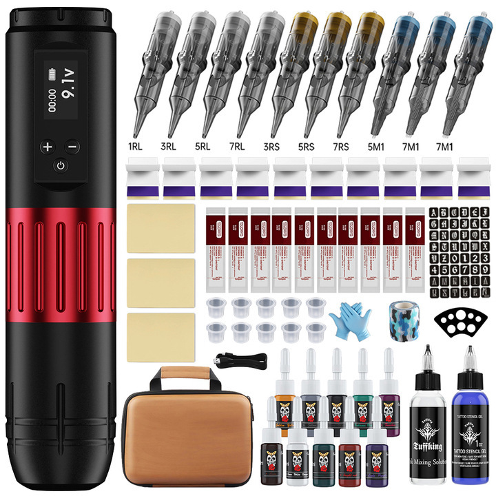 Máquina de tatuaje inalámbrica Tuffking, éxito de ventas transfronterizo, juego de pluma de tatuaje multifunción, herramienta de tatuaje todo en uno