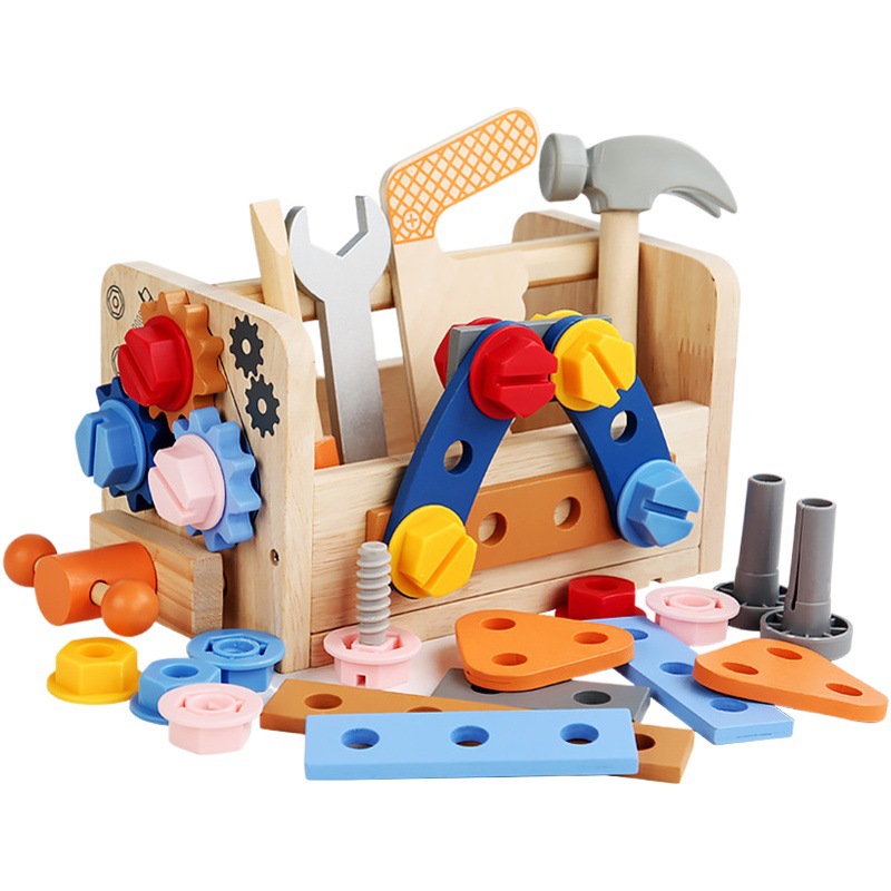 Caja de herramientas portátil de simulación para niños y niñas reparación práctica variedad desmontaje tornillo traje juguetes educativos