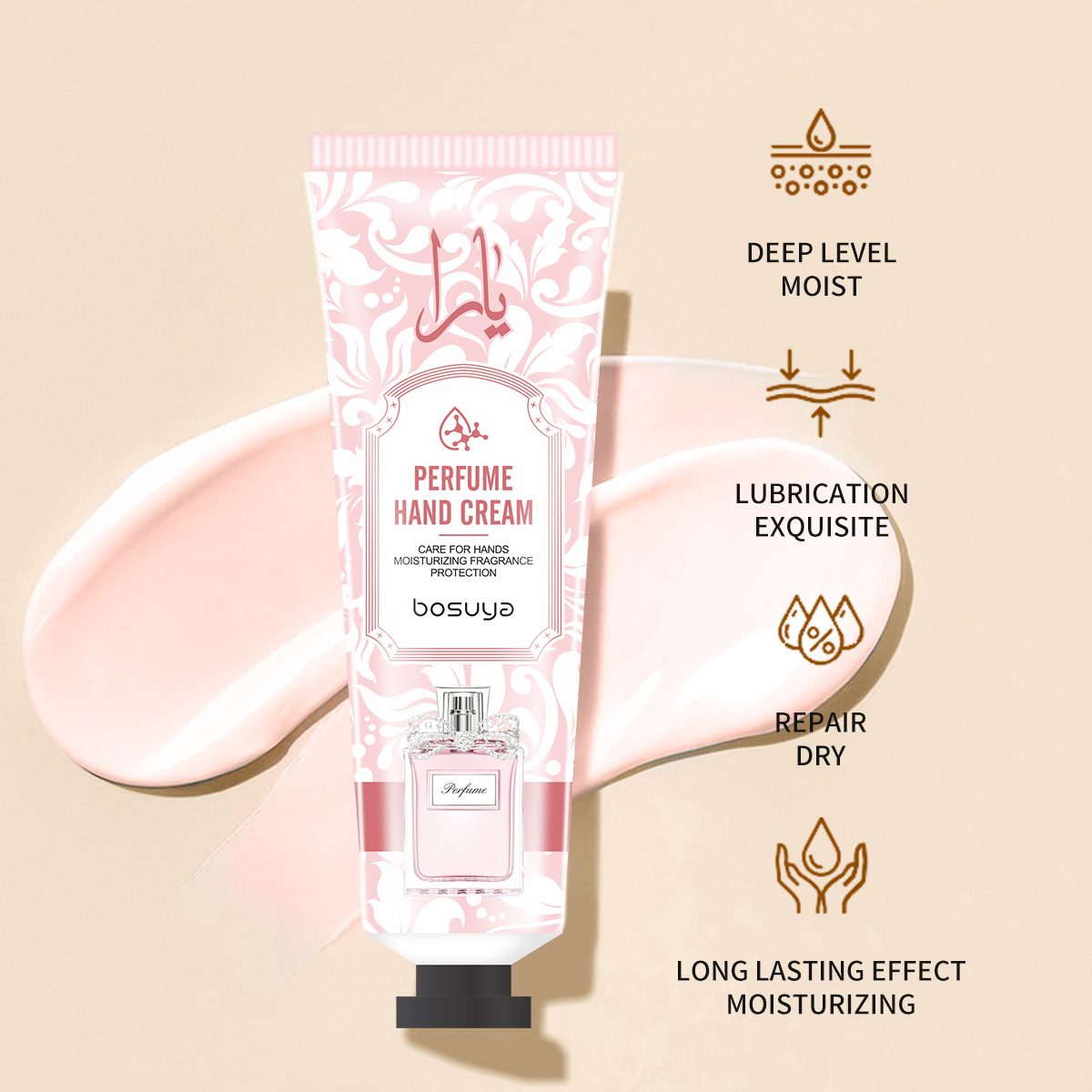 亞馬遜新款香水護手霜套裝保濕滋潤防乾裂香水護手霜5支袋裝