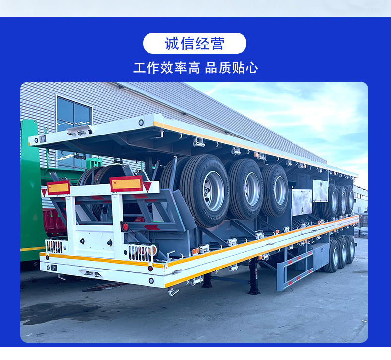 Foreign trade hydraulic heavy-duty lowbed semi-trailer with a four-axle design, featuring a fully raised cargo bed