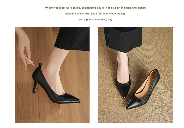 Giày cao gót nữ mũi nhọn gót 5–7 cm da mềm công sở — Nâu caramel 5cm, Đen 5cm, Nâu caramel 7cm, Màu nude 5cm chi tiết 8