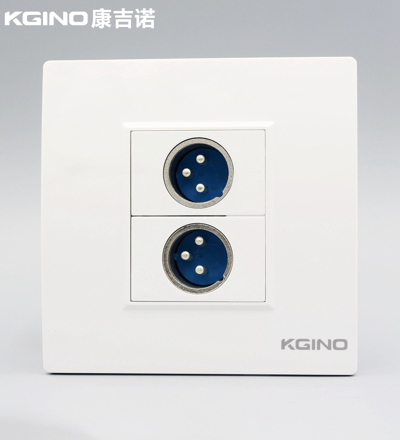 康吉诺86型二位卡农插座面板 2个公头卡侬麦克风大三芯多媒体插座