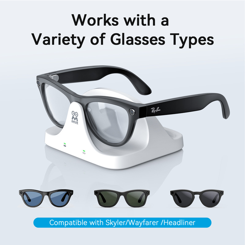 Amvr Is Suitable for Rayban Meta Ai Glasses + Glasses Case Two-In-One Magnetic Fast Charging Charging Stand