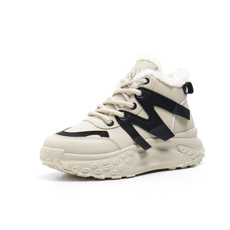 2023 Winter New Plush Insulation Versatile Student Cotton Shoes Thick Soled Casual Dad Shoes_voghion.com