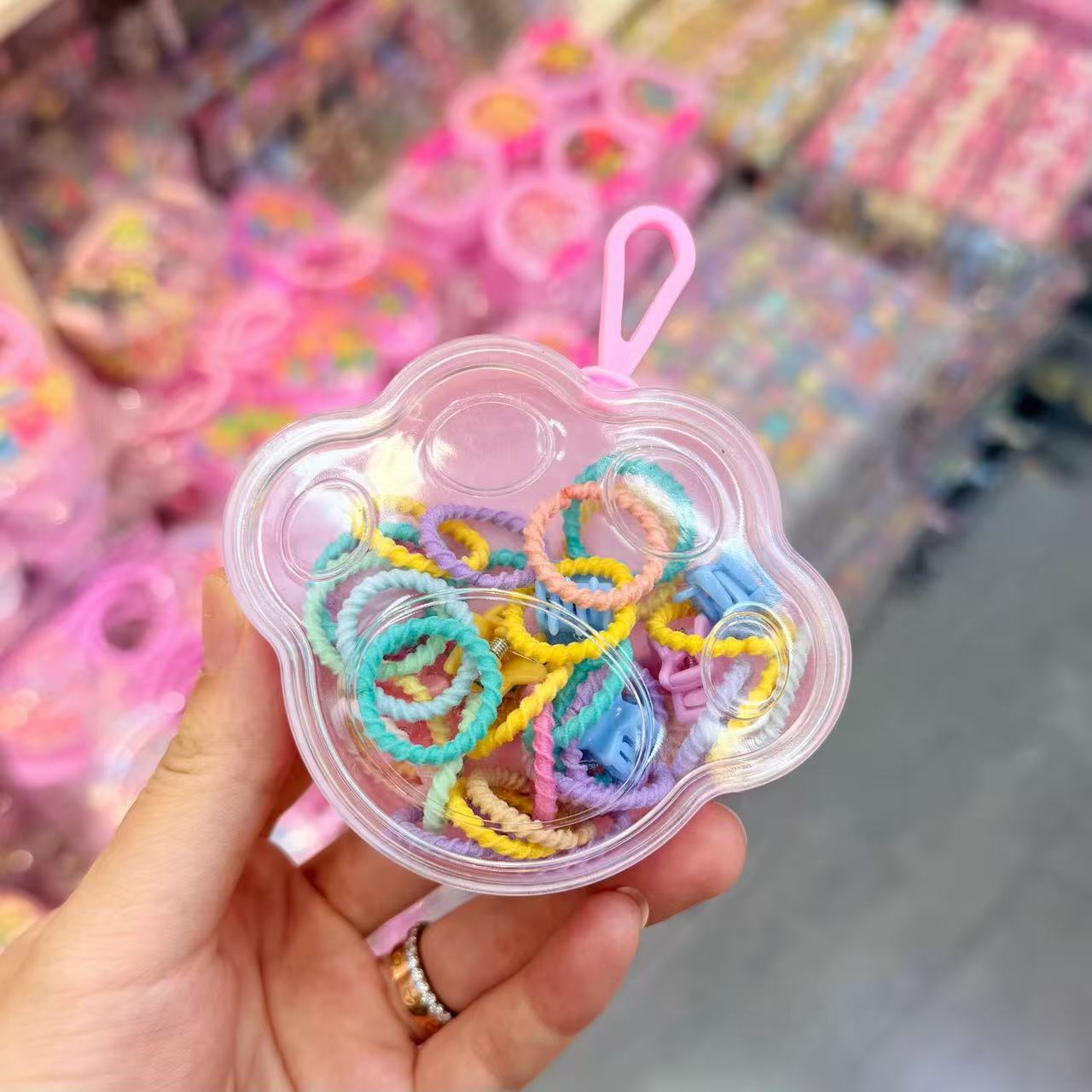 Mini cabeza de princesa en caja, clip de agarre pequeño, clip de flequillo, horquilla rota en la frente, banda elástica para niños, no daña el cabello, anillo del pulgar al por mayor image 11