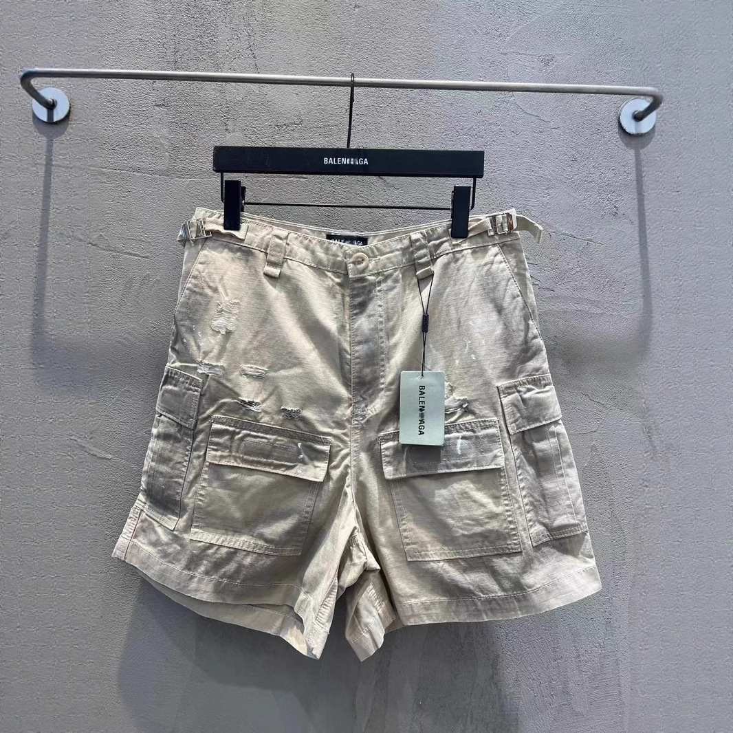 Paris Europe and the United States cross-border summer new hand-painted dirty plaid fabric Denim shorts for men and women a generation of hair