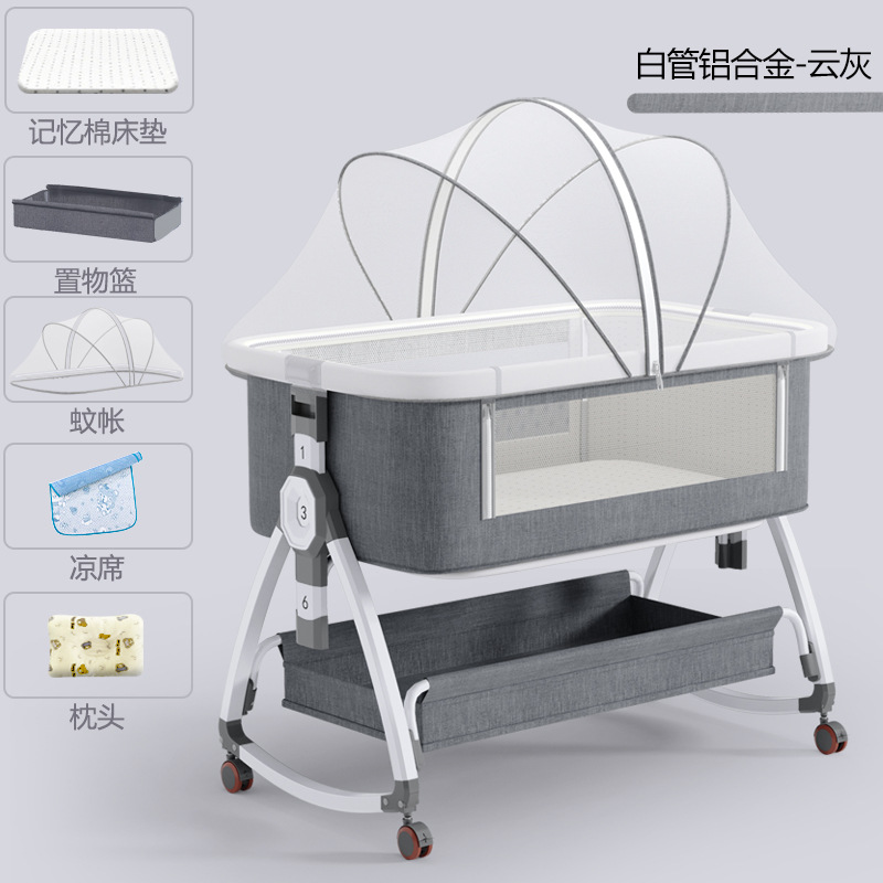 Cama de bebé de aleación de aluminio cama de costura cama multifuncional móvil plegable cama infantil bebé recién nacido cama cuna cama
