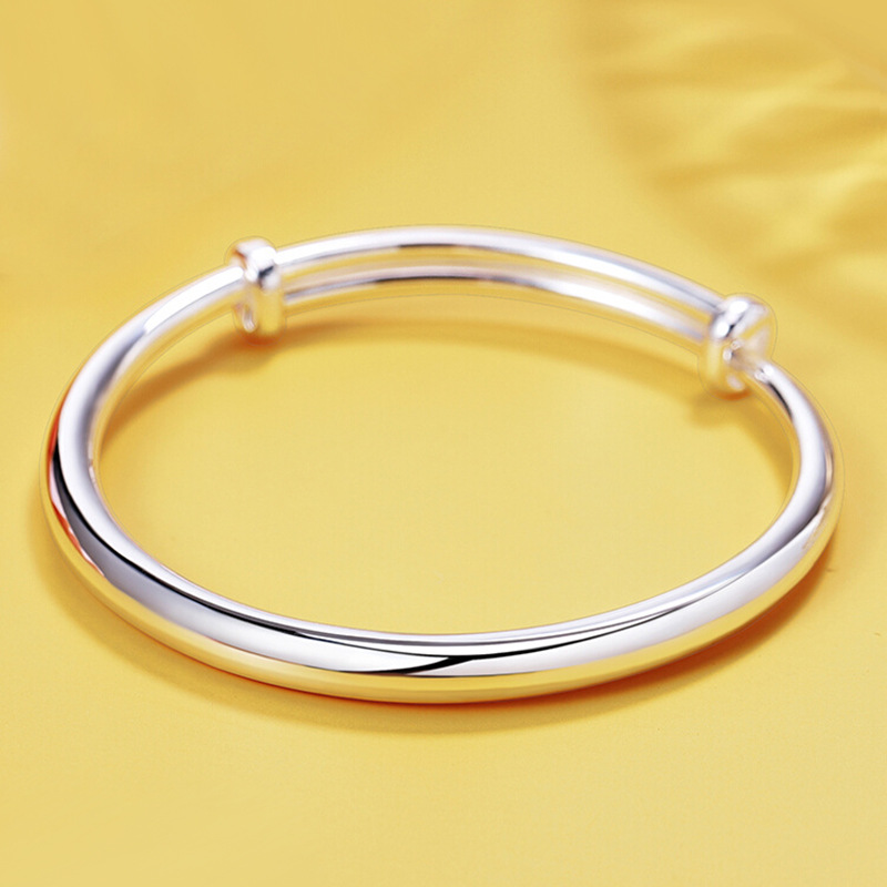 999 pulsera de plata simple mujer brillante estómago sólido empuje pulsera de moda joyería de regalo universal