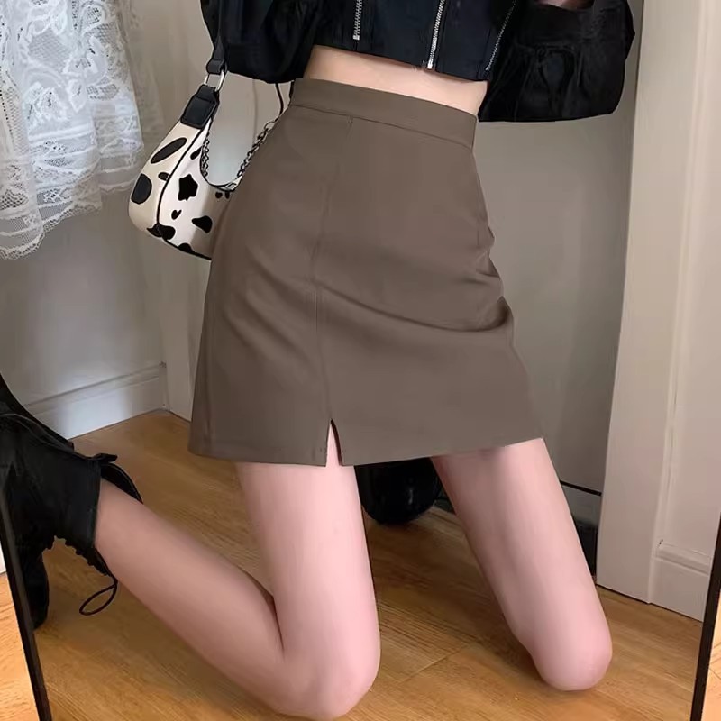 Black short skirt for women Spring and Autumn 2024 New High waist slimming meat-covering summer pantskirt sheath suit A- line skirt