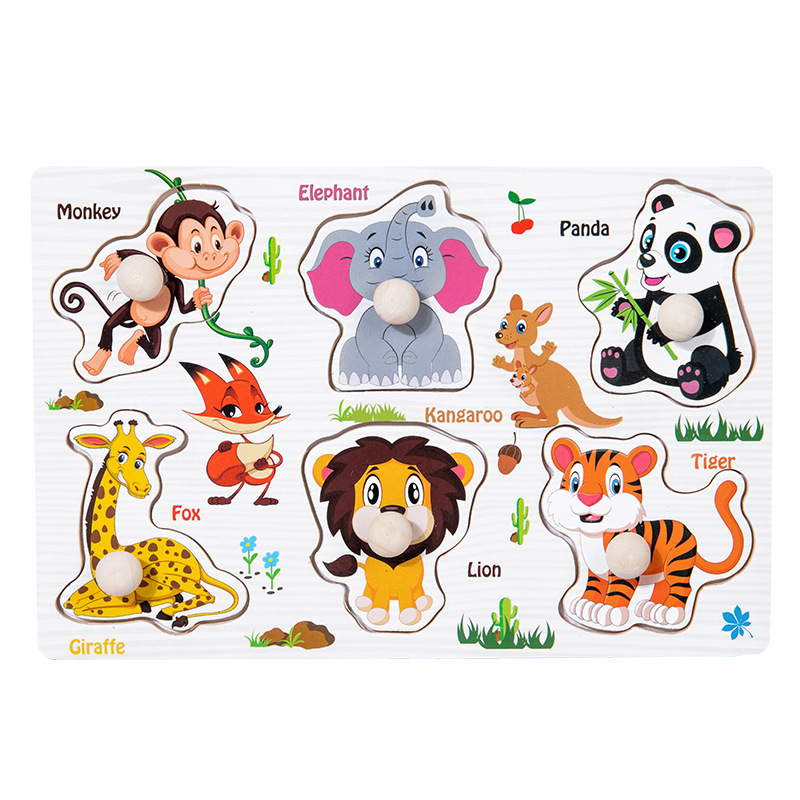 CPC tablero de agarre de la mano de madera para niños rompecabezas digital Alfabeto animal tablero de juego cognitivo Montessori Educación Temprana Juguetes Educativos