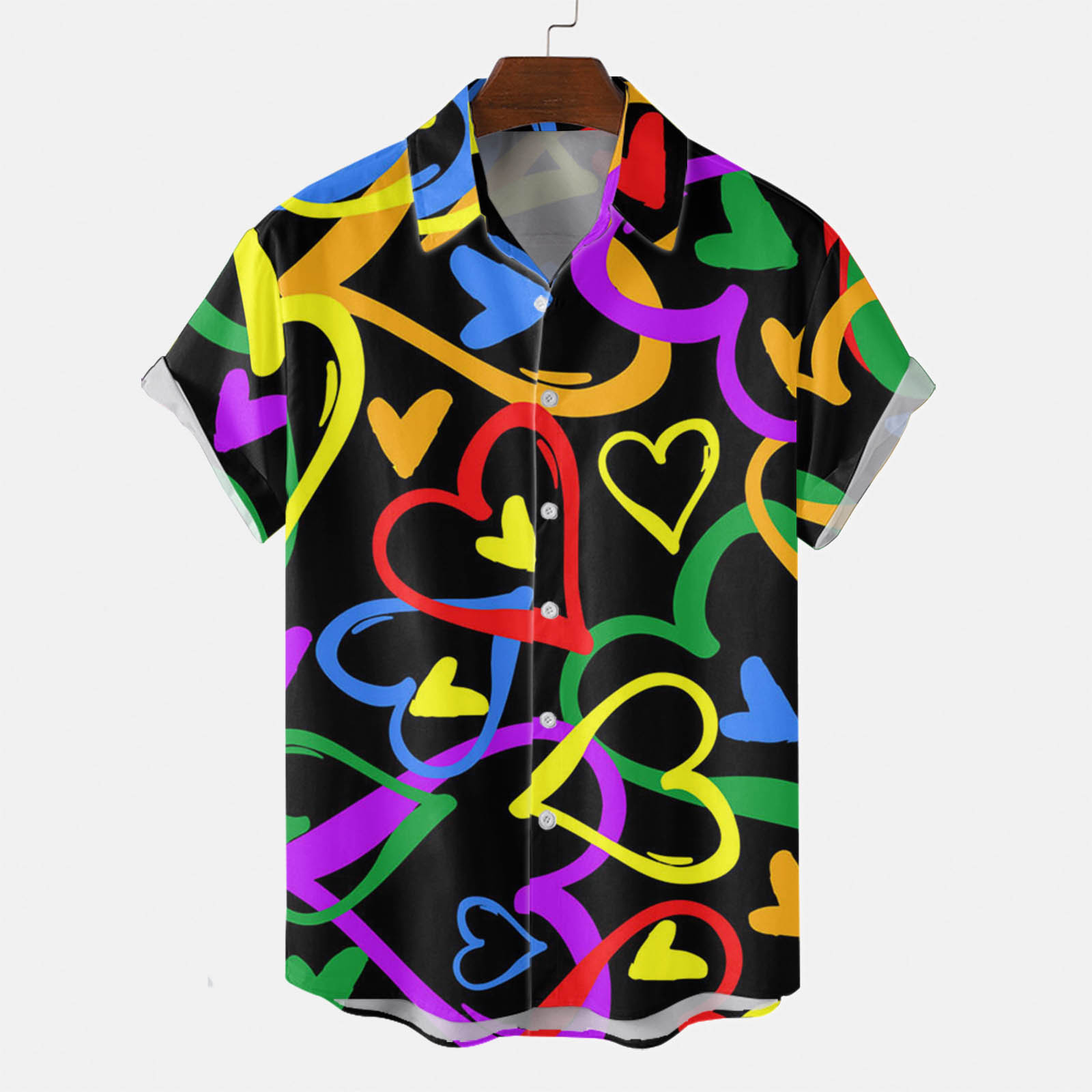 3d love blusa de manga corta con estampado digital, cita romántica, camisa de un solo pecho transpirable de estilo casual de todo fósforo MB1