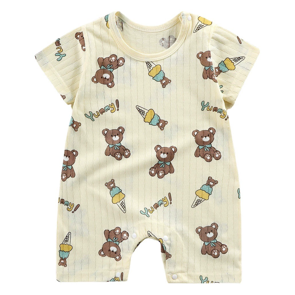 Детский комбинезон-ромпер 2025 года, оптовая продажа, для детей 0-2 лет, с коротким рукавом, милый, с мультяшным принтом