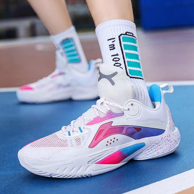 Zapatos de baloncesto de malla antideslizante, desgaste y amortiguación, zapatos profesionales de juego de combate para parejas