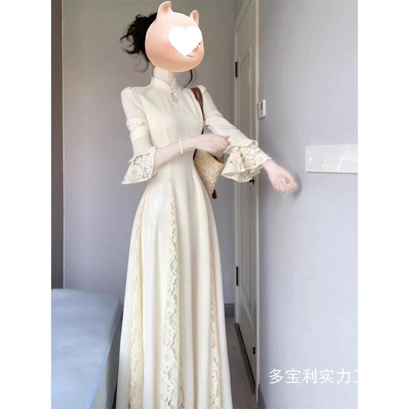 New Chinese-Style Women's Clothing, Elegant National Style Dress, Spring and Winter 2026 New Model, Improved Version of the Qipao, Stunning Hanfu A-Line Skirt