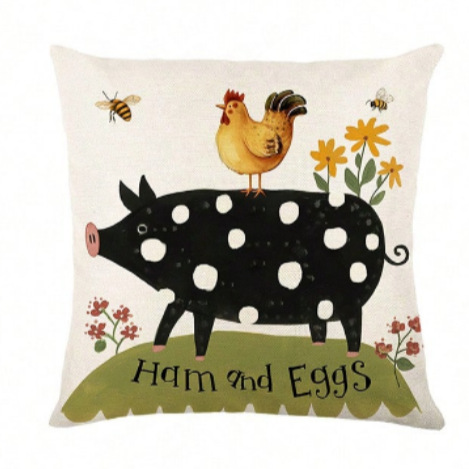 2024 explosión transfronteriza adorable patrón de animal pequeño abrazar almohada de impresión de lino Amazon mesa de sala de estar bandera dormitorio