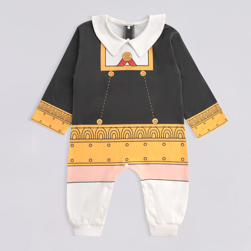 Vestido de una pieza de bebé de anime de primavera y otoño, un tipo de mameluco de manga larga de algodón puro, ropa de recién nacido, vestido de gatear para bebés, vestido de un año