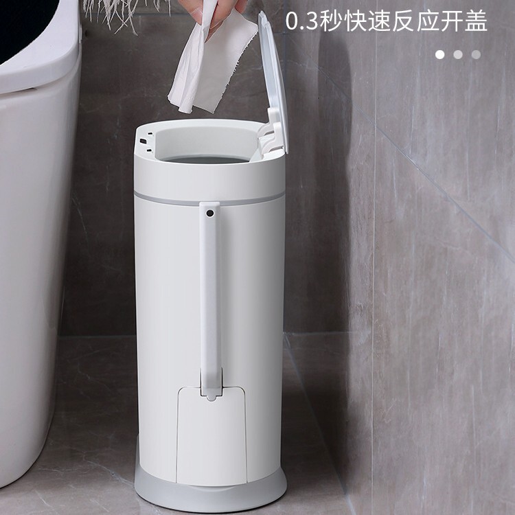 Jah Smart Trash Can for Home Use with Automatic Sensing, Integrated Toilet Brush, Creative Electric Design with Lid Jah Smart Trash Can for Home Use with Automatic Sensing, Integrated Toilet Brush, Creative Electric Design with Lid