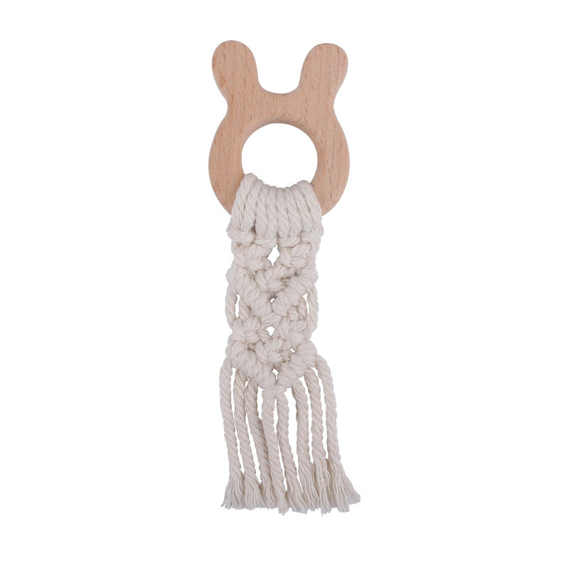 DIY bebé creativo haya animal teether tejida a mano cuerda de algodón juguete bebé teether palo