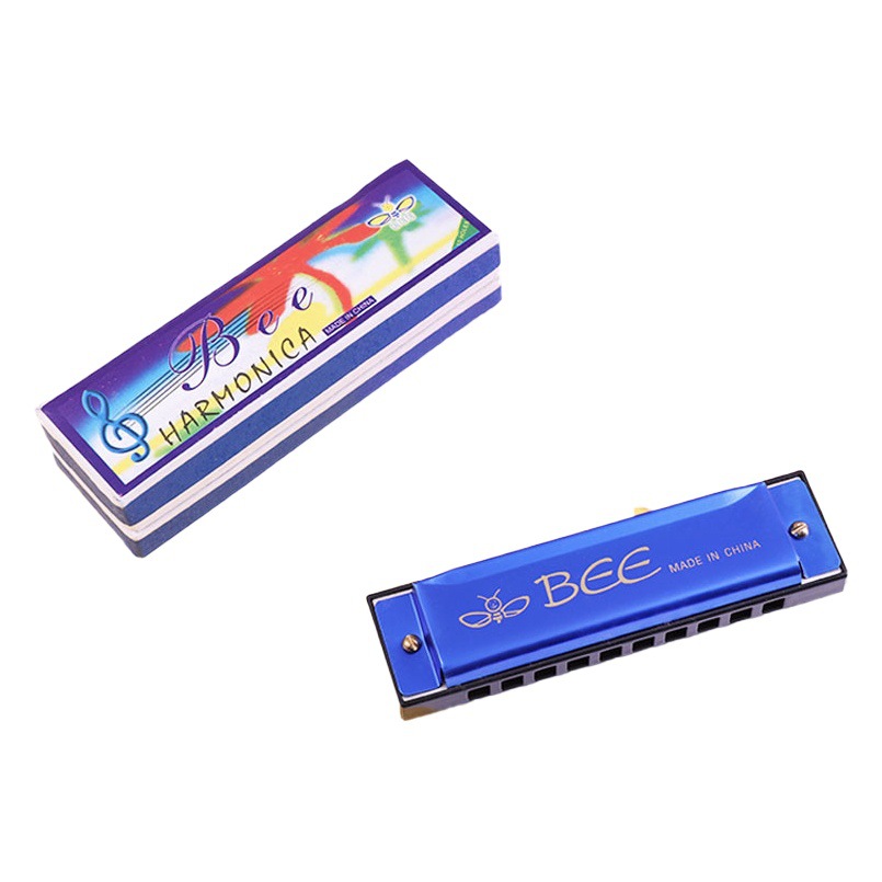 Bee10 agujero doble tono C tono de la educación temprana los niños bolsillo instrumento musical color Blues armónica (cartón