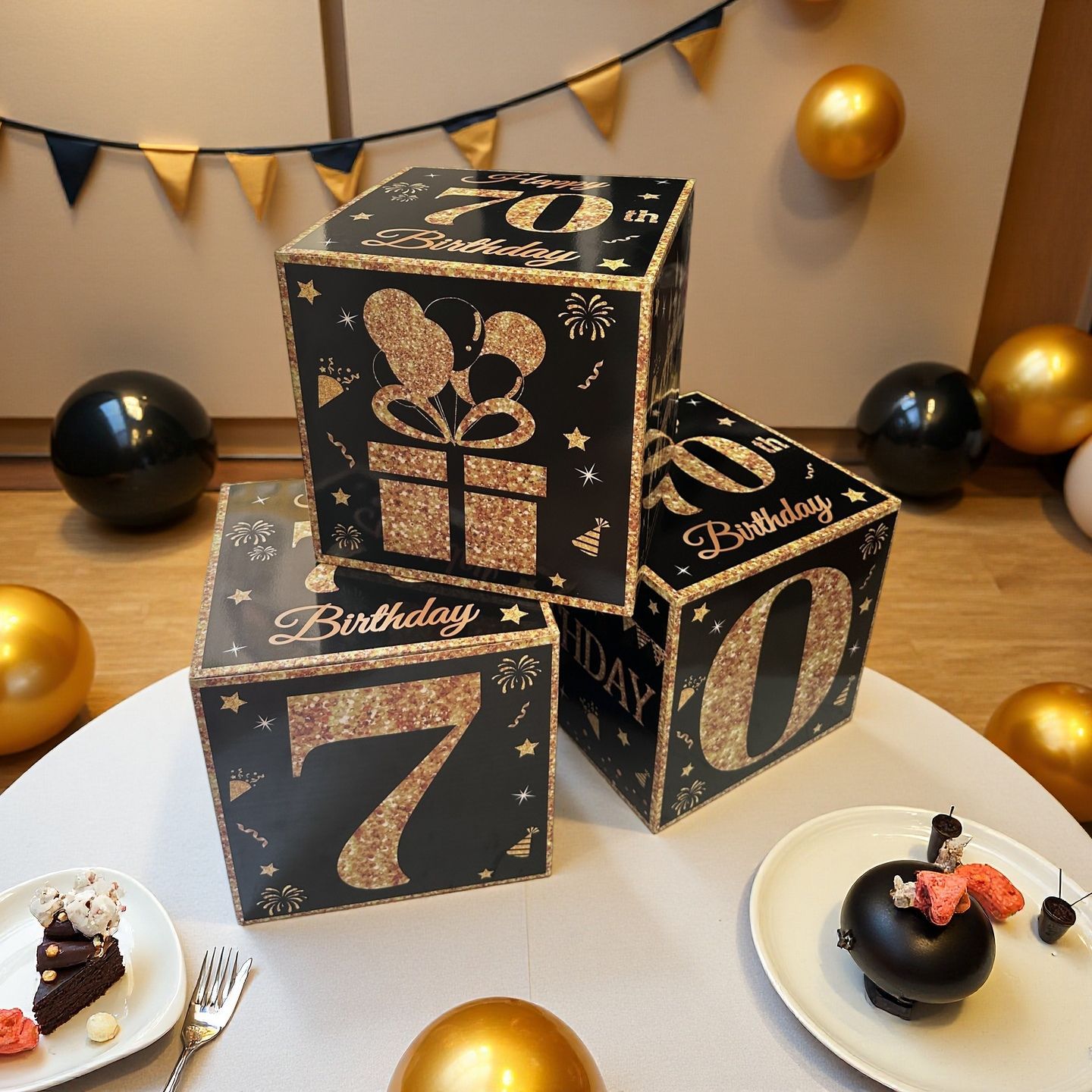 Cross-Border Spot Black Gold First Birthday Box Balloon Party Theme Decoration Festive Atmosphere Arrangement Surprise Props