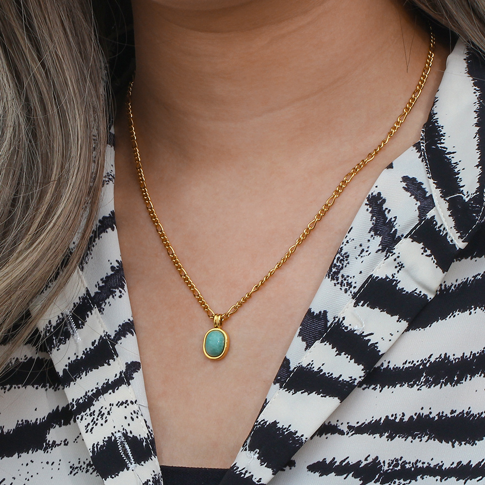 304 Stainless Steel Chain Material 18K Gold Plating Color PVD Coated Real Gold Plated 18K Gold Oval 304 Stainless Steel Glam Waterproof Non Tarnish 304 Stainless Steel Necklace